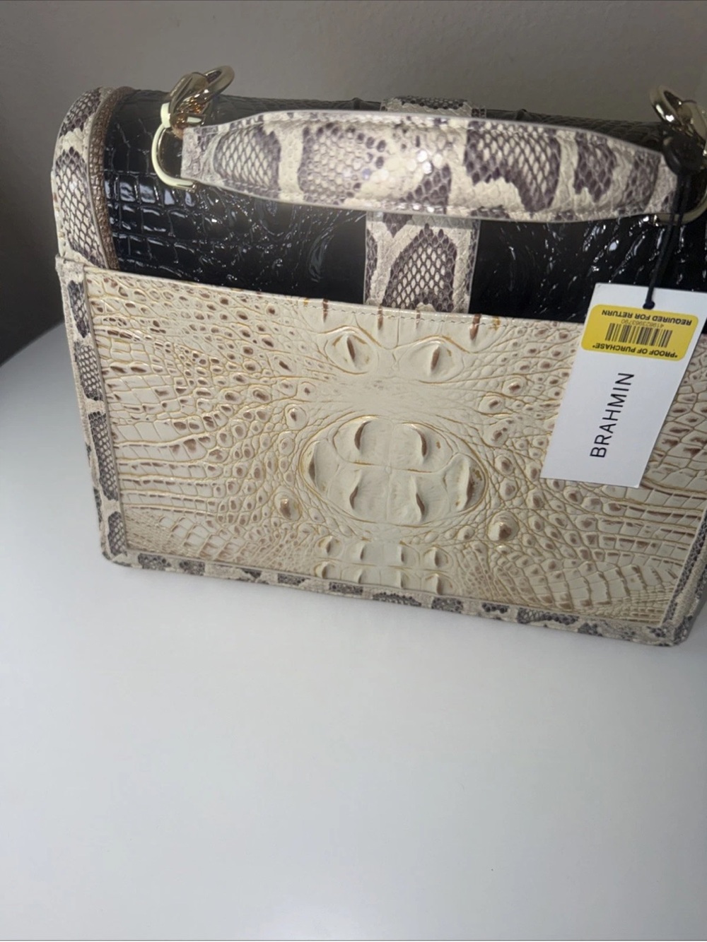 Brahmin Hallie Ivory Iguana Rockville Leather Satchel---NWT - Picture 8 of 10